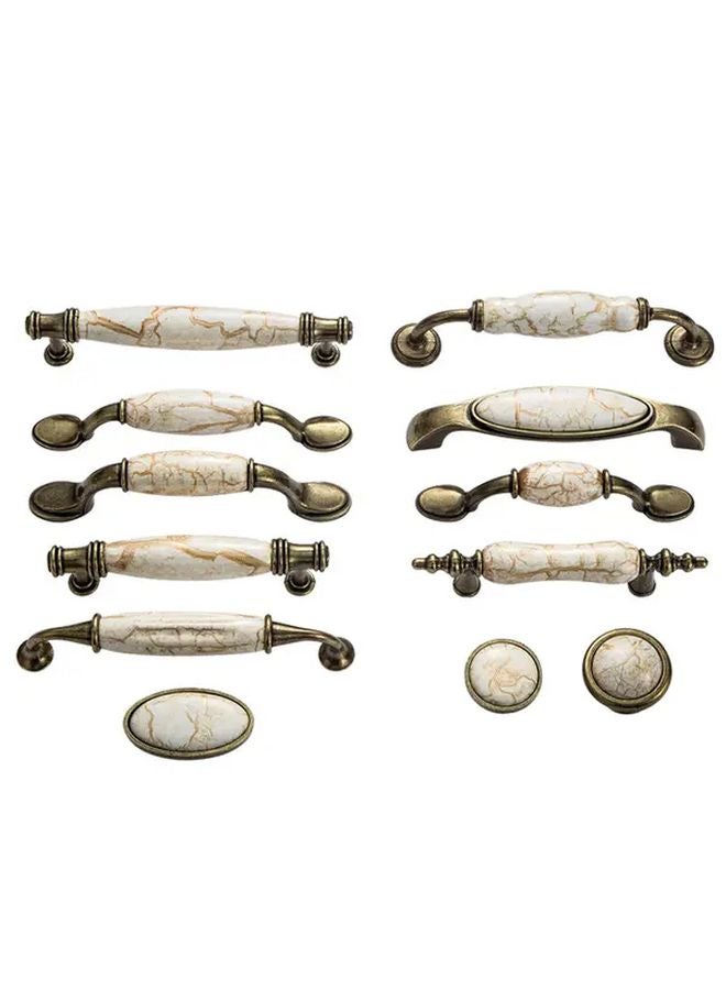 4Pcs Pure Yellow Marble Pattern Cabinet Handles Vintage Zinc Alloy Drawer Pulls With Screws - Image 5